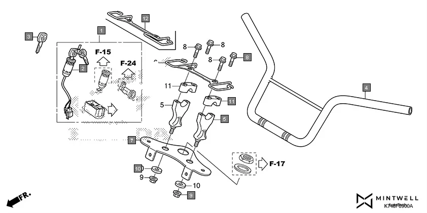 F-9 STEERING HANDLE/KEY SET diagram showing 90117-383-000
