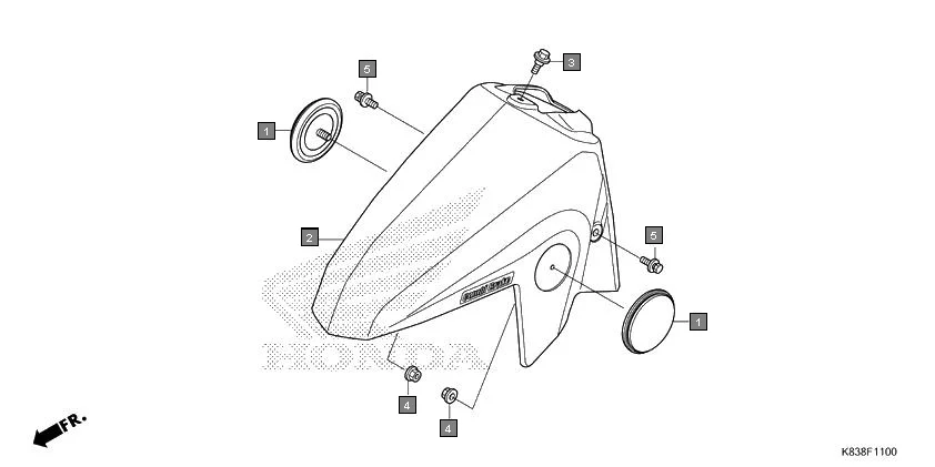 F-11 FRONT FENDER assembly diagram for HONDA CLIQ NVB110H