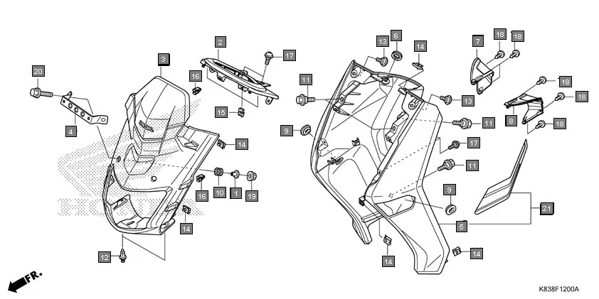 F-12 FRONT COVER assembly diagram for HONDA CLIQ NVB110H