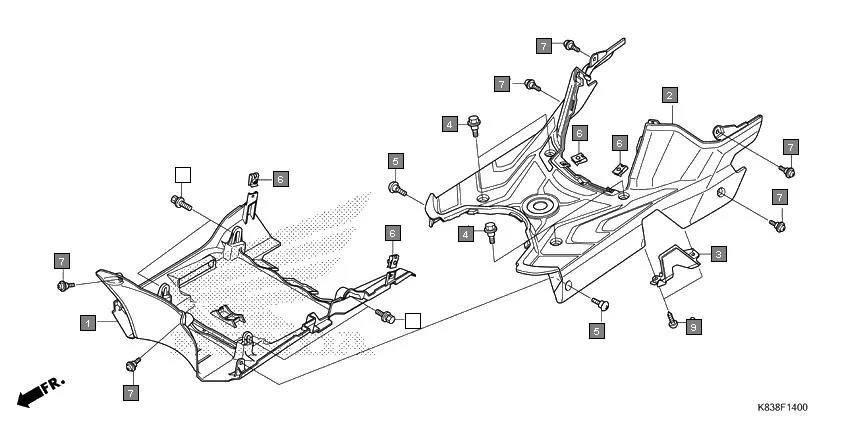 F-14 FLOOR STEP assembly diagram for HONDA CLIQ NVB110H