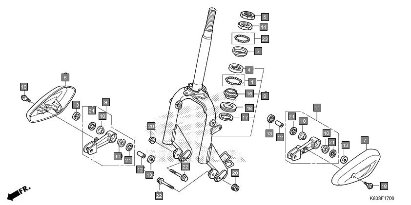 F-17 FRONT FORK assembly diagram for HONDA CLIQ NVB110H