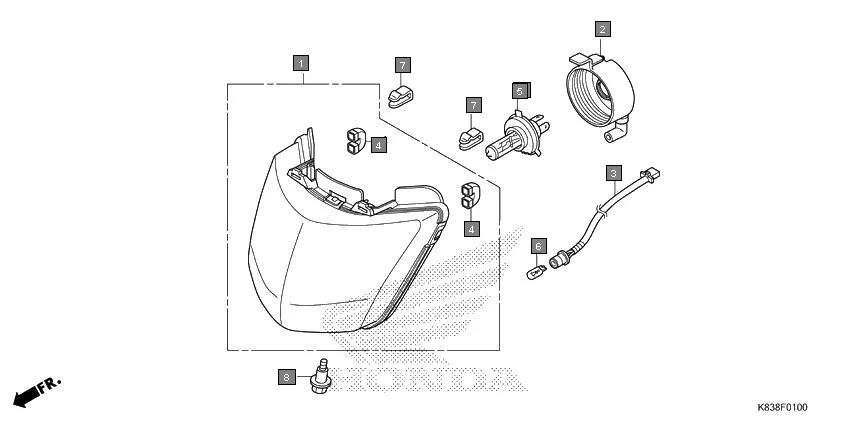 F-1 HEADLIGHT assembly diagram for HONDA CLIQ NVB110H