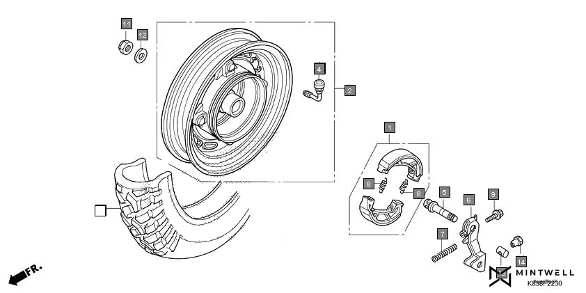 F-22-30 REAR WHEEL assembly diagram for HONDA CLIQ NVB110H