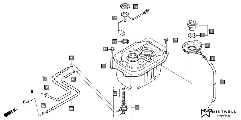 F-26 FUEL TANK assembly diagram for HONDA CLIQ NVB110H