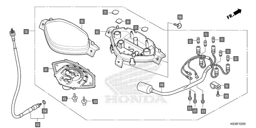 F-2 METER assembly diagram for HONDA CLIQ NVB110H