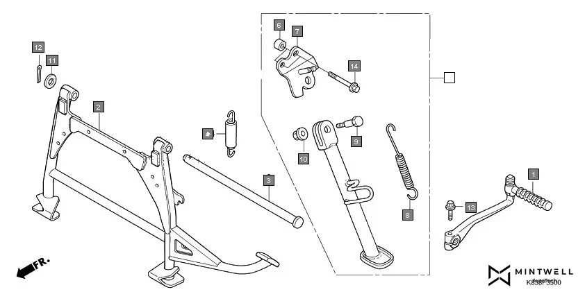 F-35 KICK STARTER ARM/STAND assembly diagram for HONDA CLIQ NVB110H