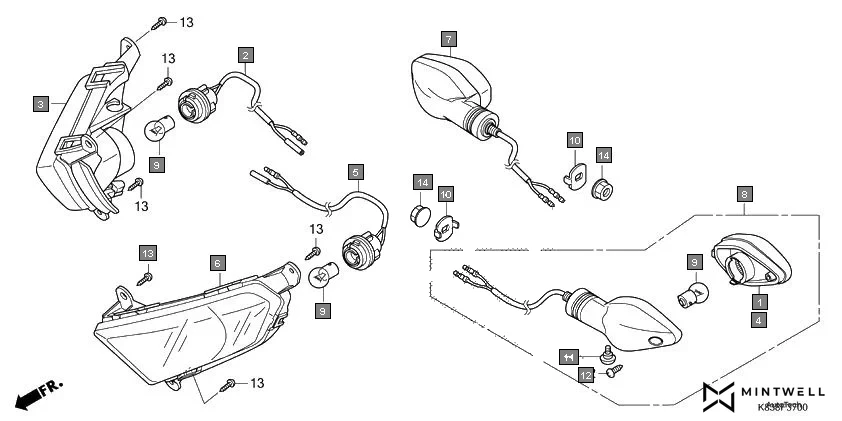 F-37 WINKER assembly diagram for HONDA CLIQ NVB110H