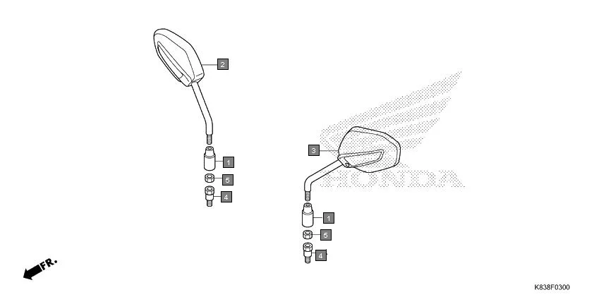 F-3 MIRROR assembly diagram for HONDA CLIQ NVB110H