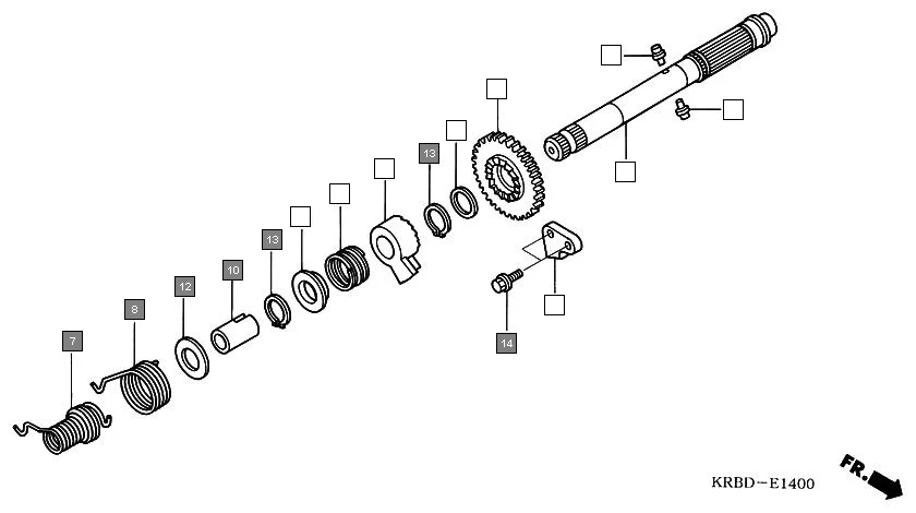 E-14 KICK STARTER SPINDLE