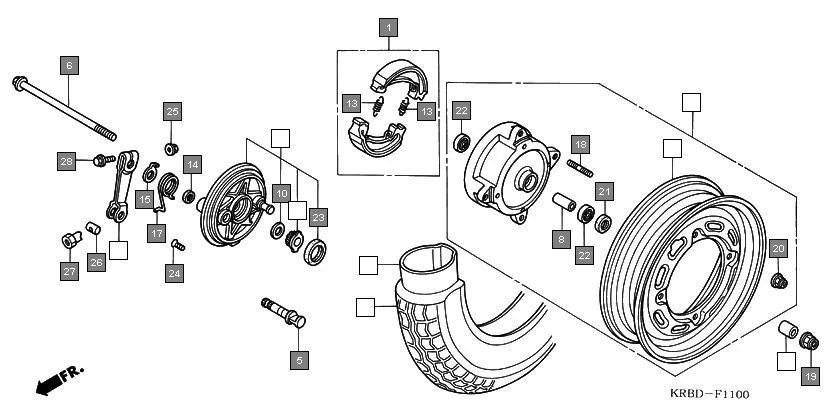 F-11 FRONT WHEEL assembly diagram for HONDA Eterno SC1504