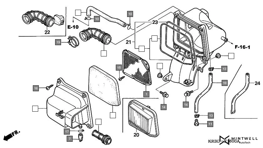 F-16 AIR CLEANER assembly diagram for HONDA Eterno SC1504