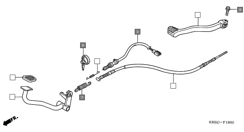 F-18 KICK STARTER ARM/BRAKE PEDAL assembly diagram for HONDA Eterno SC1504