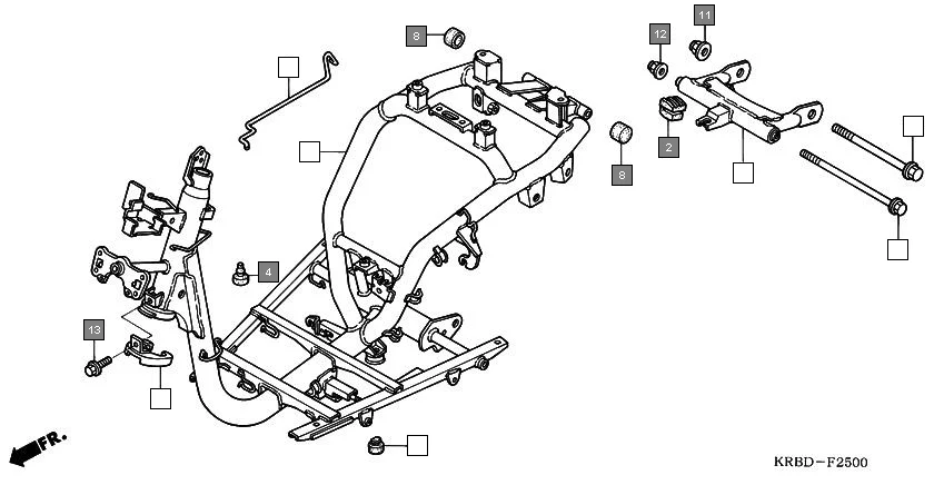 F-25 FRAME BODY diagram showing 50501-KPL-900
