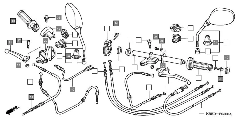 F-3 HANDLE LEVER/SWITCH/CABLE assembly diagram for HONDA Eterno SC1504