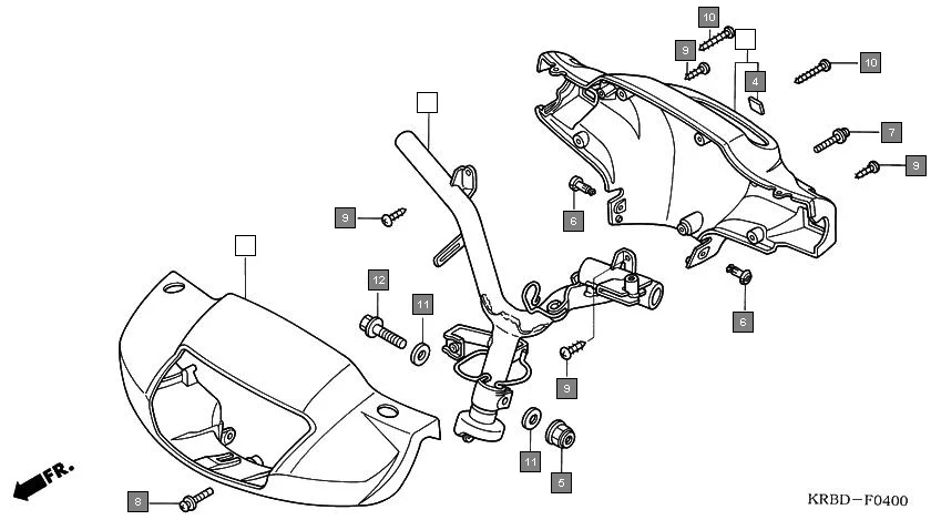 F-4 STEERING HANDLE/HANDLE COVER assembly diagram for HONDA Eterno SC1504