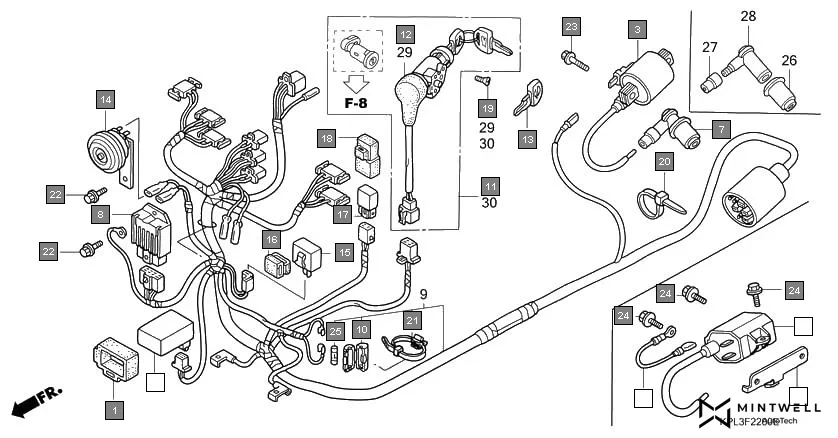 F-22 WIRE HARNESS(SCV100CM2,5) diagram showing 32100-KPL-950
