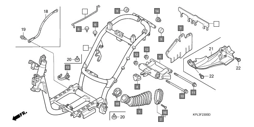 F-23 FRAME BODY assembly diagram for HONDA Activa SCV1109