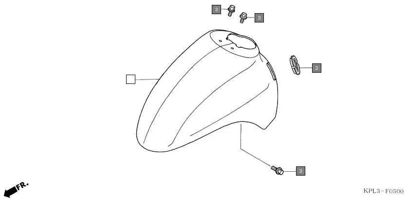 F-5 FRONT FENDER assembly diagram for HONDA Activa SCV110E