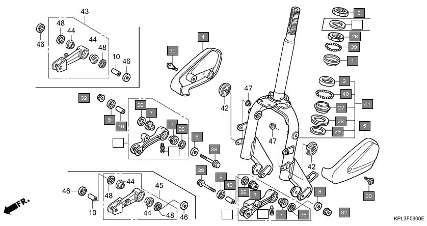 F-9 FRONT FORK diagram showing 90102-KPL-900