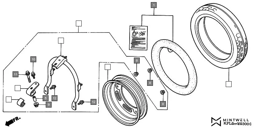 FOP-3 SPARE TIRE SET diagram showing 42702-KPL-900