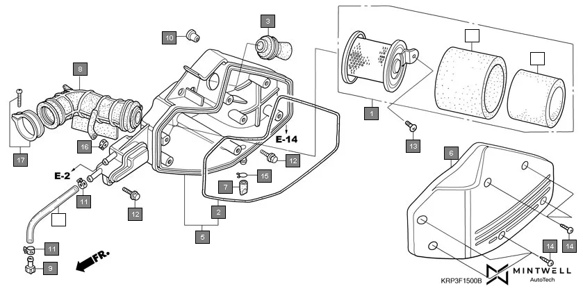 F-15 AIR CLEANER(SCV100F3,5,9) assembly diagram for HONDA Dio SCV100F5