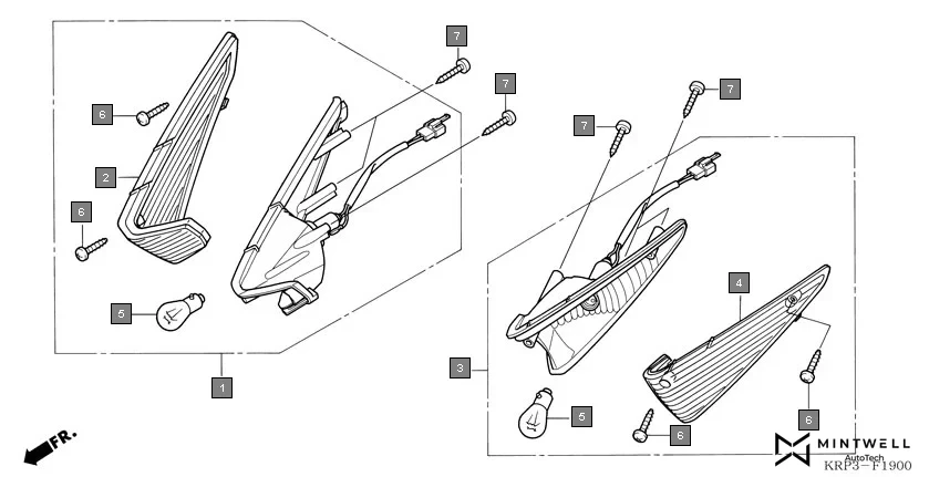 F-19 FRONT WINKER(SCV100F3,5,9) assembly diagram for HONDA Dio SCV100F3