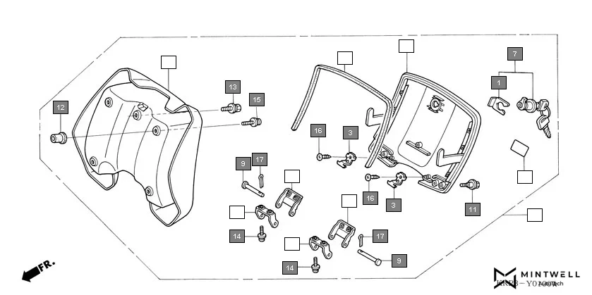 FOP-1 INNER BOX assembly diagram for HONDA Dio SCV100F3