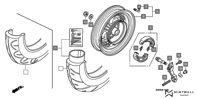 F-11 REAR WHEEL assembly diagram for HONDA Dio SCV100FA