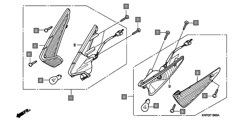 F-19 FRONT WINKER assembly diagram for HONDA Dio SCV100FA