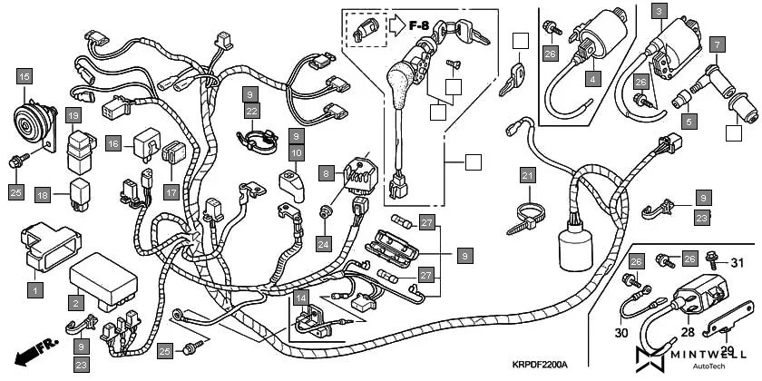F-22 WIRE HARNESS assembly diagram for HONDA Dio SCV100FA