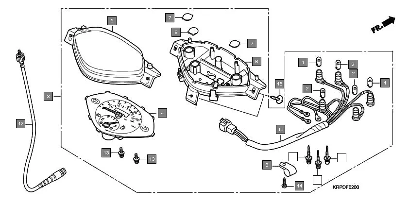 F-2 METER assembly diagram for HONDA Dio SCV100FA