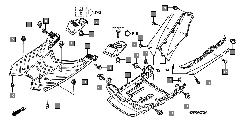 F-7 FLOOR PANEL assembly diagram for HONDA Dio SCV100FA
