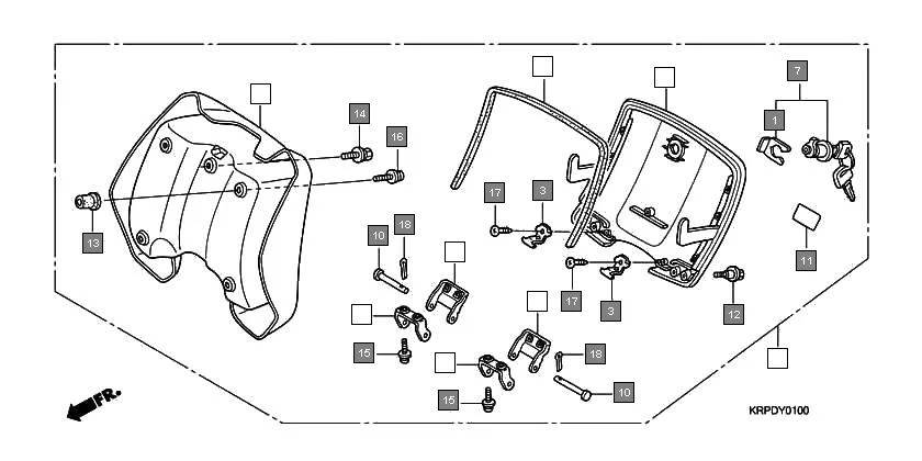 FOP-1 INNER BOX assembly diagram for HONDA Dio SCV100FA