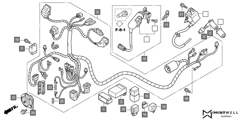 F-22-1 WIRE HARNESS(SCV100G8) assembly diagram for HONDA Aviator SCV100G8