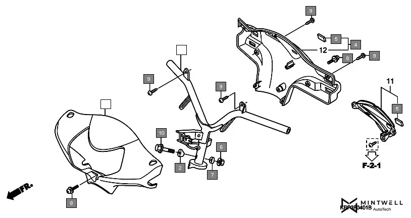 F-4-1 STEERING HANDLE/HANDLE COVER(2) assembly diagram for HONDA Aviator SCV110GA