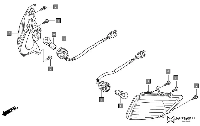 F-19-2 FRONT WINKER(SCV1109,B) assembly diagram for HONDA Activa SCV1109