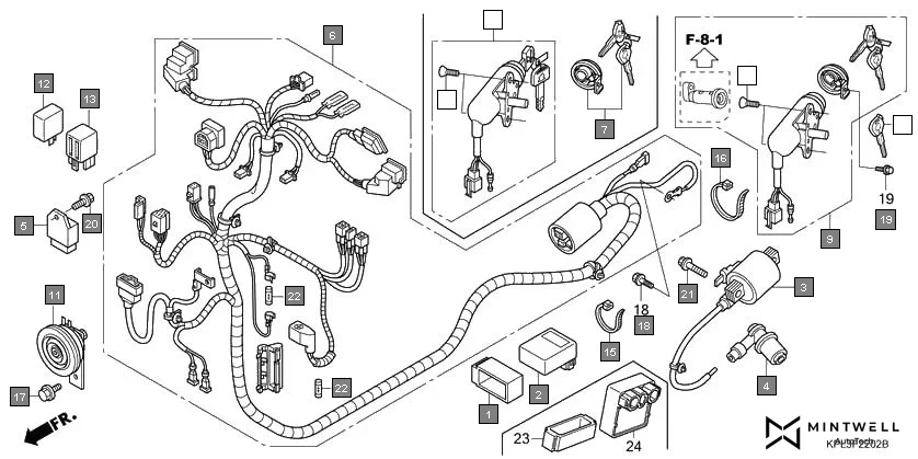 F-22-2 WIRE HARNESS(SCV1109,B-2ID) assembly diagram for HONDA Activa SCV1109