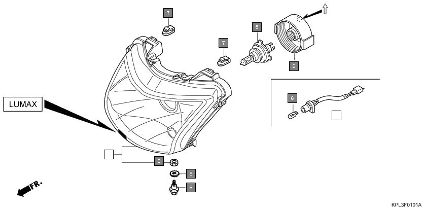 F-1-1 HEADLIGHT(SCV110D,E)(LUMAX) assembly diagram for HONDA Activa SCV110E