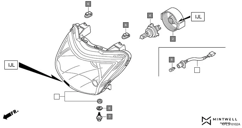 F-1-2 HEADLIGHT(SCV110D,E)(IJL) assembly diagram for HONDA Activa SCV110E