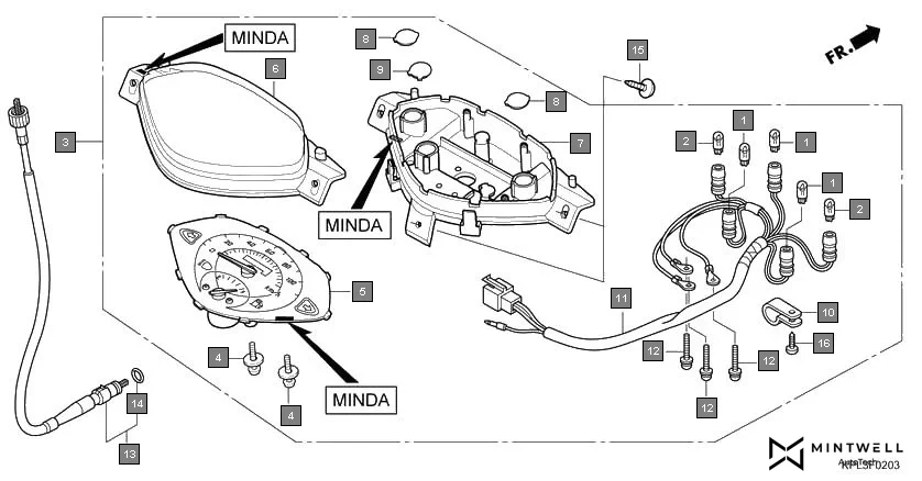 F-2-3 METER(SCV110D,E)(MINDA) assembly diagram for HONDA Activa SCV110E