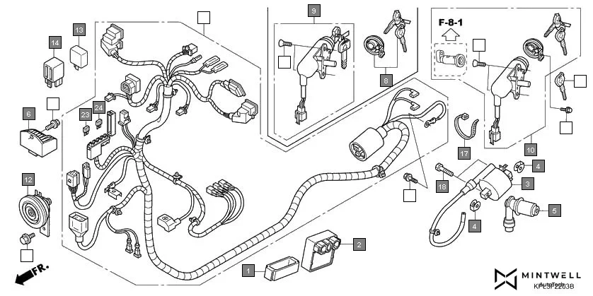 F-22-3 WIRE HARNESS(SCV110D) diagram showing 95702-06012-08