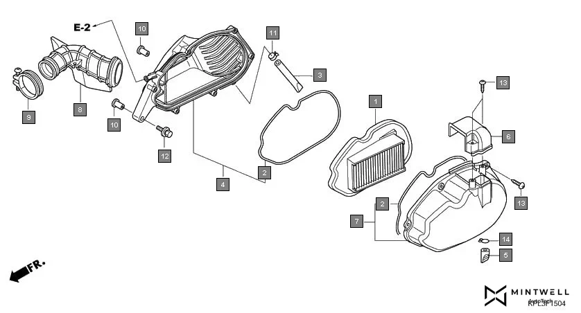 F-15-4 AIR CLEANER(SCV110E) assembly diagram for HONDA Activa SCV110E