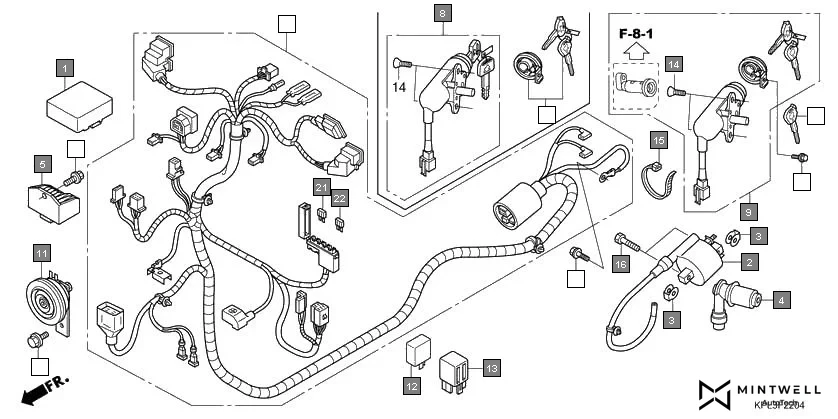 F-22-4 WIRE HARNESS(SCV110E) assembly diagram for HONDA Activa SCV110E