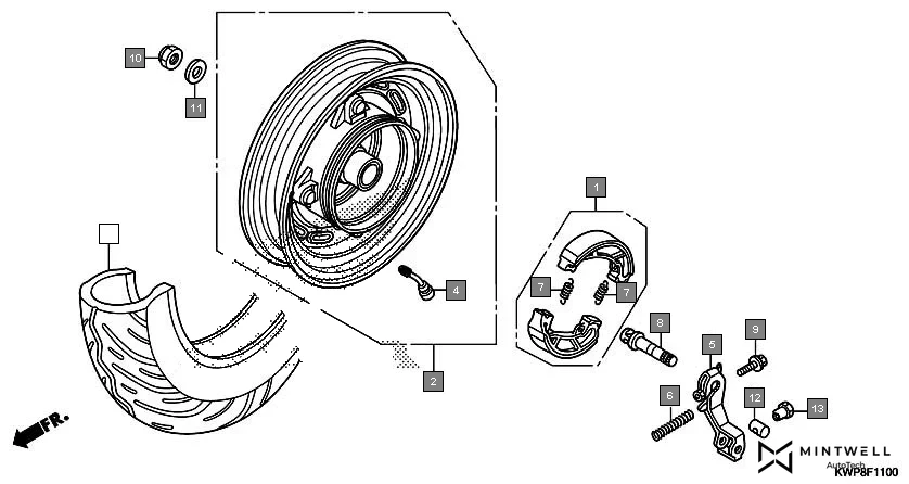 F-11 REAR WHEEL diagram showing 90112-KPL-900