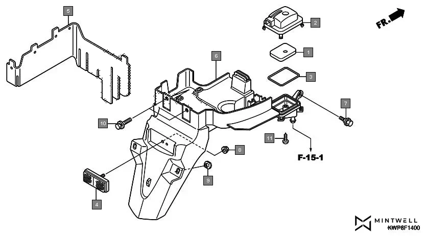 F-14 REAR FENDER assembly diagram for HONDA Activa SCV110G