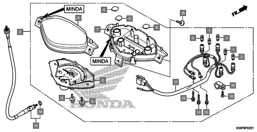 F-2-1 METER(MINDA) assembly diagram for HONDA Activa SCV110G