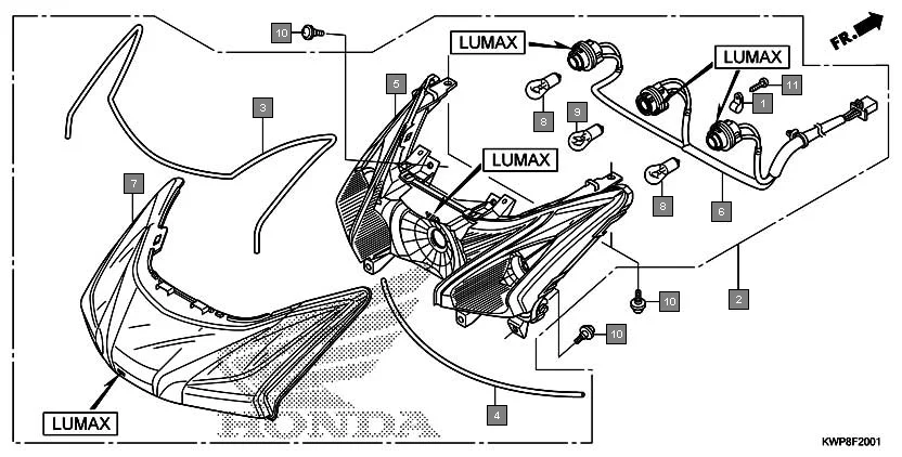 F-20-1 REAR COMBINATION LIGHT(LUMAX) assembly diagram for HONDA Activa SCV110G