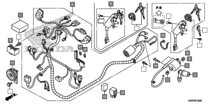F-22 WIRE HARNESS assembly diagram for HONDA Activa SCV110G