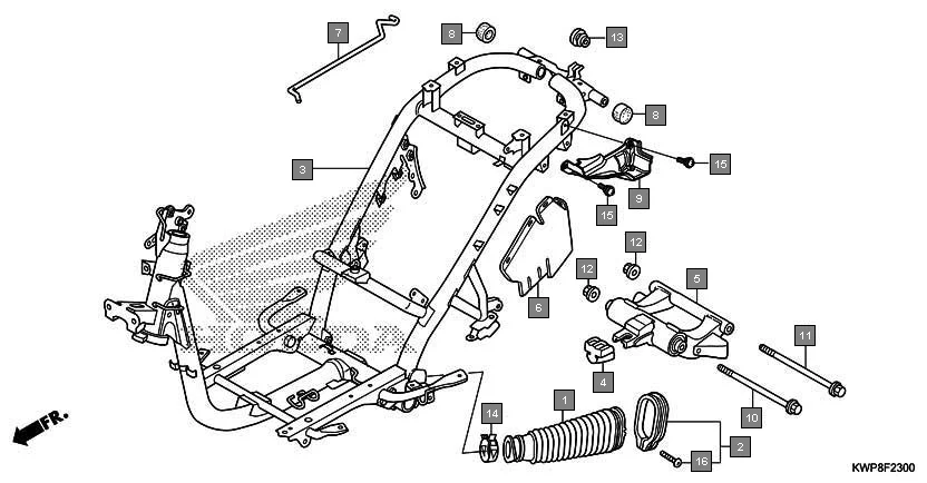 F-23 FRAME BODY assembly diagram for HONDA Activa SCV110G