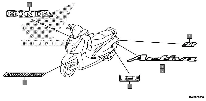 F-26 MARK/EMBLEM assembly diagram for HONDA Activa SCV110G